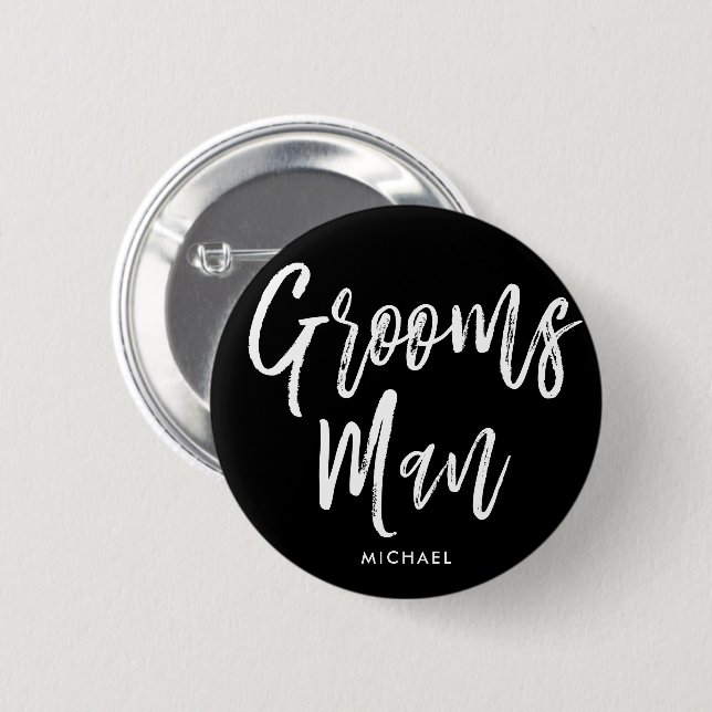 Groomsmen | Script Style Custom Wedding 6 Cm Round Badge (Front & Back)