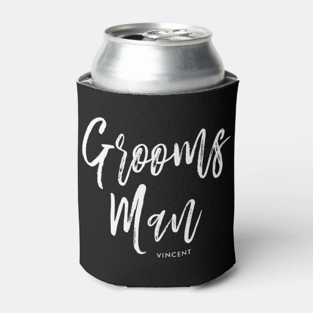 Groomsmen | Script Style Custom Wedding Can Cooler (Can Front)