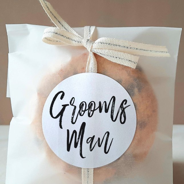 Groomsmen | Script Style Wedding Classic Round Sticker (Creator Uploaded)