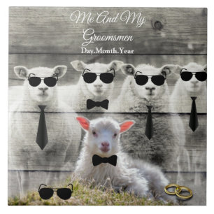 Groomsmen Sheep Flock Baby Lamb Ceramic Tile