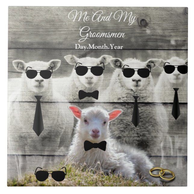Groomsmen Sheep Flock Baby Lamb Tile (Front)