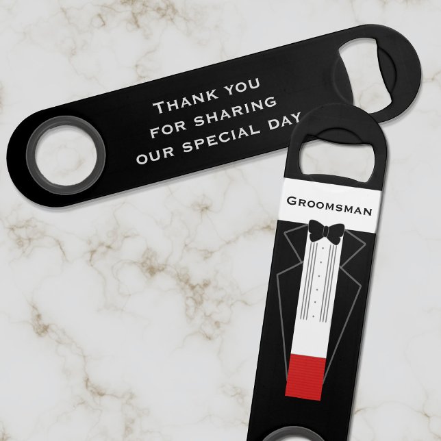 Groomsmen Thank You Tuxedo Wedding Bottle Opener (A Tuxedo Wedding Bottle Opener for your Groomsman)
