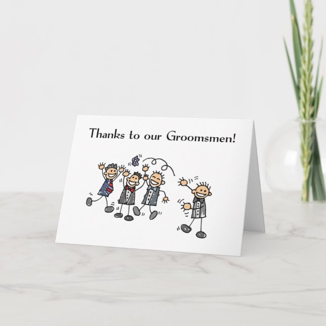 Groomsmen Thank You Wedding Stick Figures Card (Front)