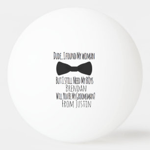 Groomsmen Wedding Bow Tie Beer Pong Invitation Ping Pong Ball