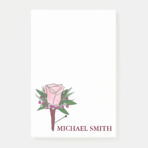Groomsmen Wedding Flower Personalised Gift Post It Post-it Notes