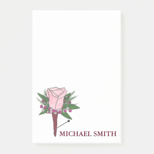 Groomsmen Wedding Flower Personalised Gift Post It Post-it Notes (Front)