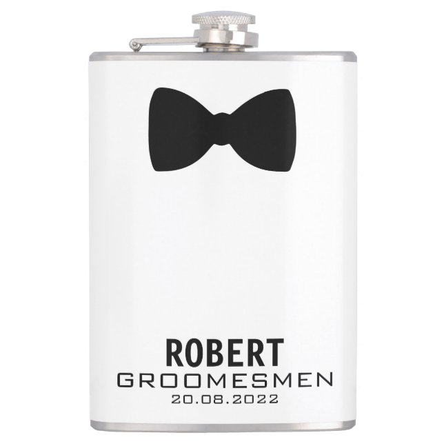 Groomsmen Wedding Party Custom Name Hip Flask (Front)