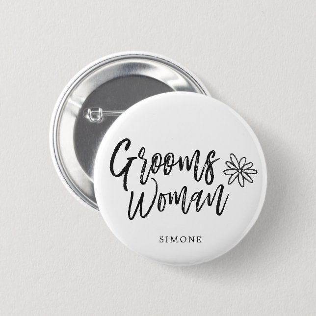 GroomsWoman | Script writing Wedding 6 Cm Round Badge (Front & Back)