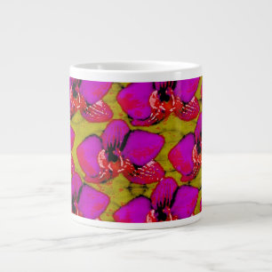 Grooovy Magenta Floral Design Large Coffee Mug