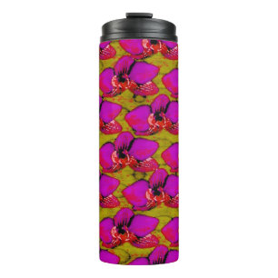 Grooovy Magenta Floral Design Thermal Tumbler