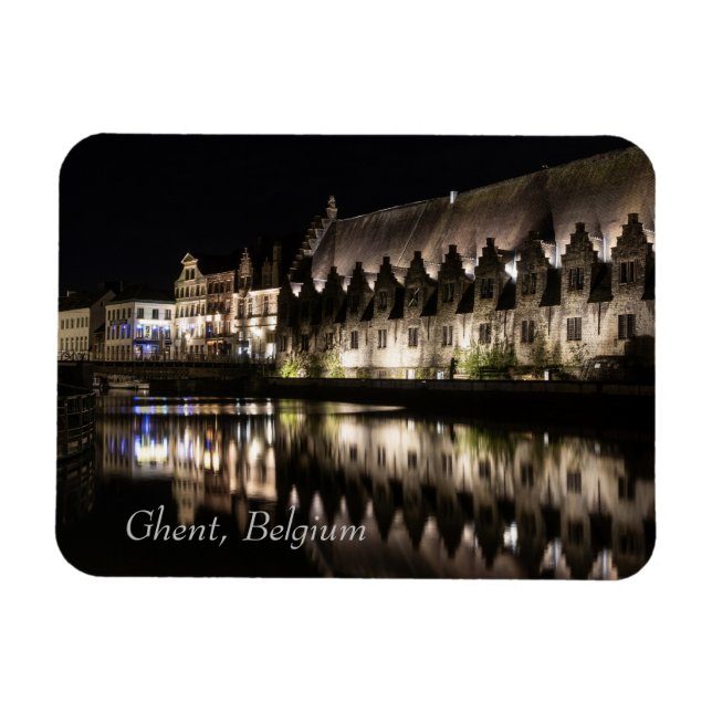  'Groot Vleeshuis', Ghent, Belgium by night Magnet (Horizontal)