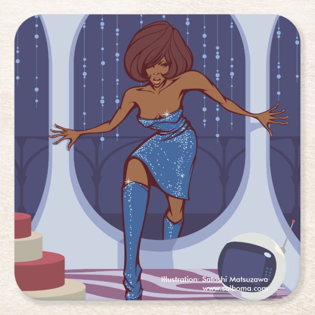 Groove Train Square Paper Coaster (Front)