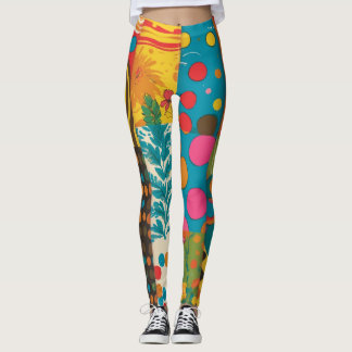 Groove Waves 70s Psychedelic Line Pattern Leggings