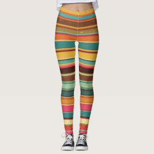 Groove Waves 70s Psychedelic Line Pattern Leggings