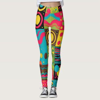 Groove Waves 70s Psychedelic Line Pattern Leggings
