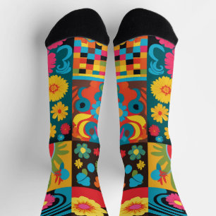 Groove Waves 70s Psychedelic Line Pattern Socks