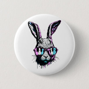 Groovi Rabbit Bunny Face With Sunglasses Easter 6 Cm Round Badge