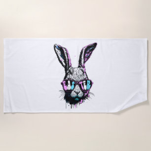 Groovi Rabbit Bunny Face With Sunglasses Easter Beach Towel