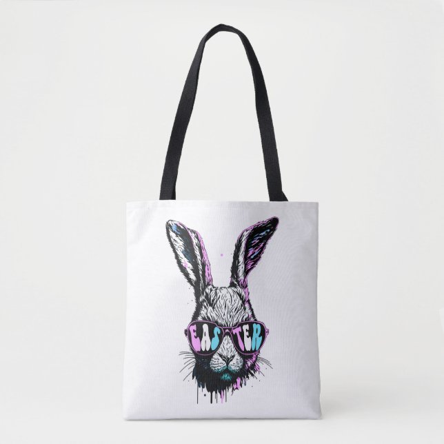 Groovi Rabbit Bunny Face With Sunglasses Easter Tote Bag (Front)