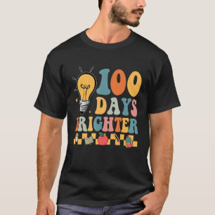 Groovy 100 Days Brighter Hippie Teacher 100th Day  T-Shirt