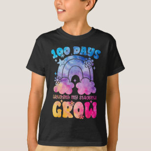 Groovy 100 Days Growing Rainbow Teacher 100th Day T-Shirt