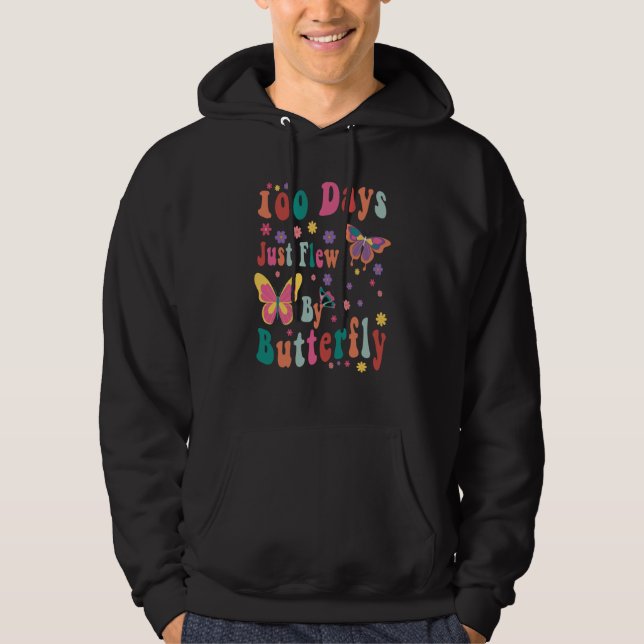 Groovy 100 Days Just Flew By Butterfly Boys School Hoodie (Front)