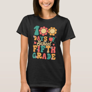 Groovy 100 Days Of School Fifth Grade Teacher Stud T-Shirt