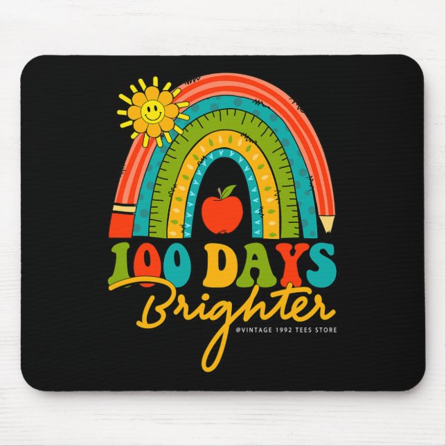 Groovy 100 Days Of School Rainbow 100 Days Brighte Mouse Mat (Front)
