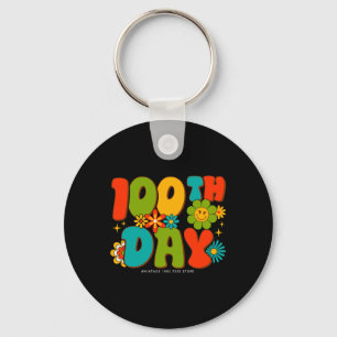 Groovy 100 Days Of School Student Teachers Kids Hi Key Ring