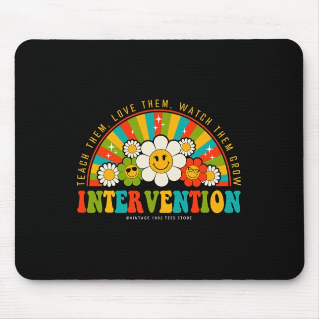 Groovy 100 Days Of School Teacher Intervention Squ Mouse Mat (Front)