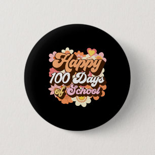 Groovy 100 Days Of School Teacher Kids Retro Happy 6 Cm Round Badge