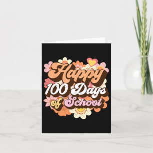 Groovy 100 Days Of School Teacher Kids Retro Happy Card
