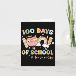 Groovy 100 Days School Teacher Lifes Students Rain Card