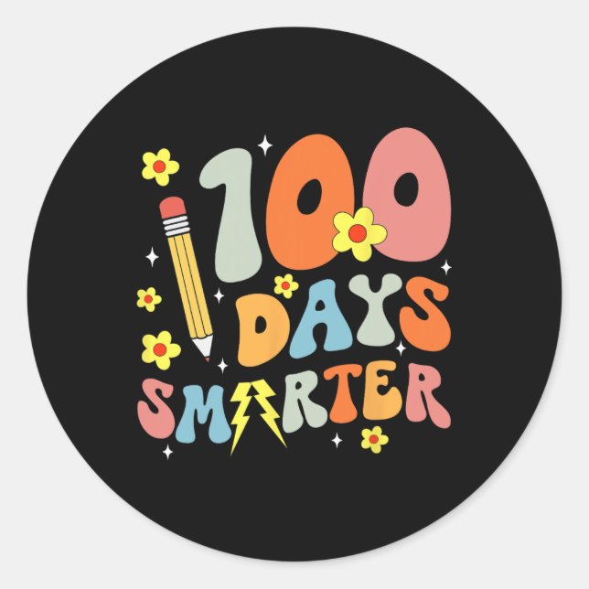 Groovy 100th Day Of School Teacher Kids 100 Days S Classic Round Sticker (Front)