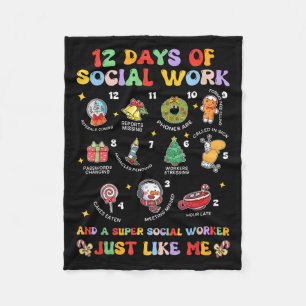 Groovy 12 Days Of Social Work Christmas School Soc Fleece Blanket