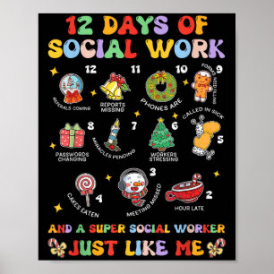 Groovy 12 Days Of Social Work Christmas School Soc Poster