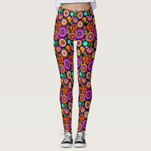 Groovy 1960's Inspired Flowers and Medallions Leggings