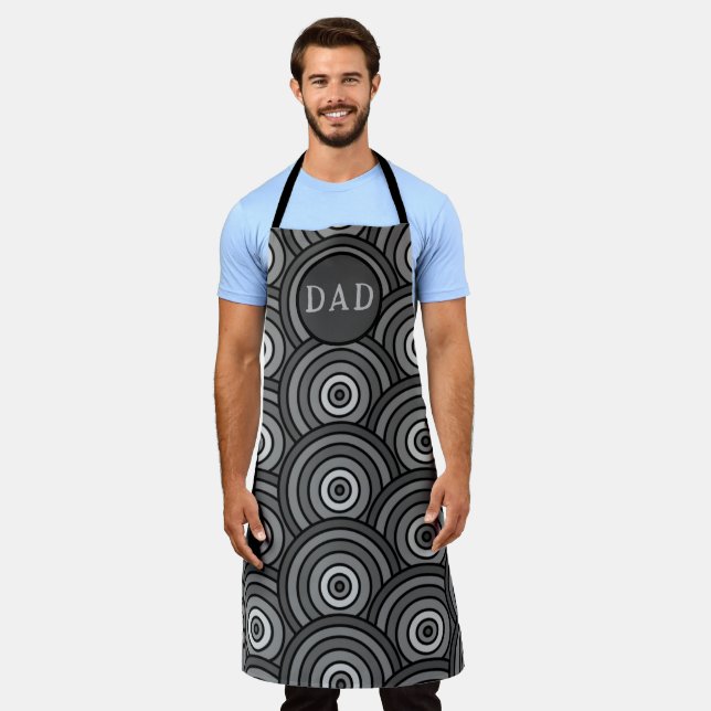 Groovy 1970 Dad Geometric Black And White Circle Apron (Worn)