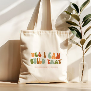 Groovy 1970s Yes I Can Build That, Builder Tote Bag