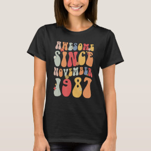 Groovy 1987 Awesome Since November Retro  35th T-Shirt