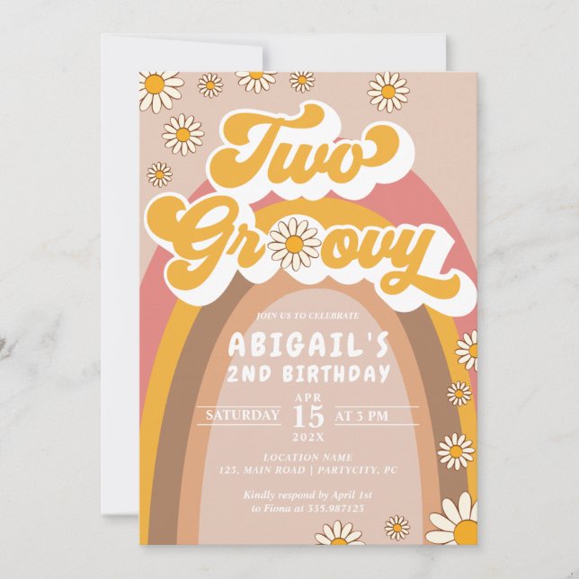 Groovy 2nd Birthday Invitation (Front)