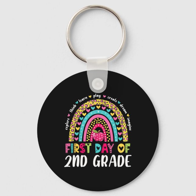Groovy 2nd Grade Ck To School First Day Of Second  Key Ring (Front)