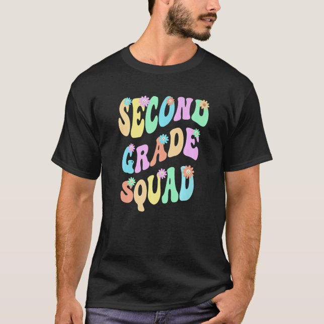 Groovy 2nd Grade Squad School Teacher Second Gr Re T-Shirt (Front)