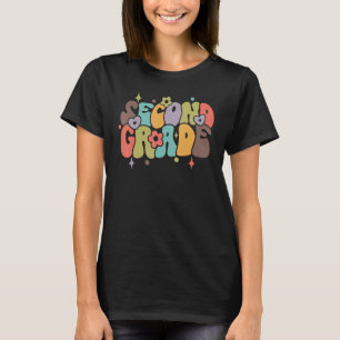 Groovy 2nd Grade Vibes Face Retro Teachers Back To T-Shirt