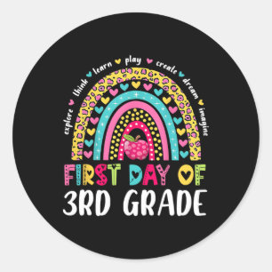 Groovy 3rd Grade Back To School First Day Of Third Classic Round Sticker