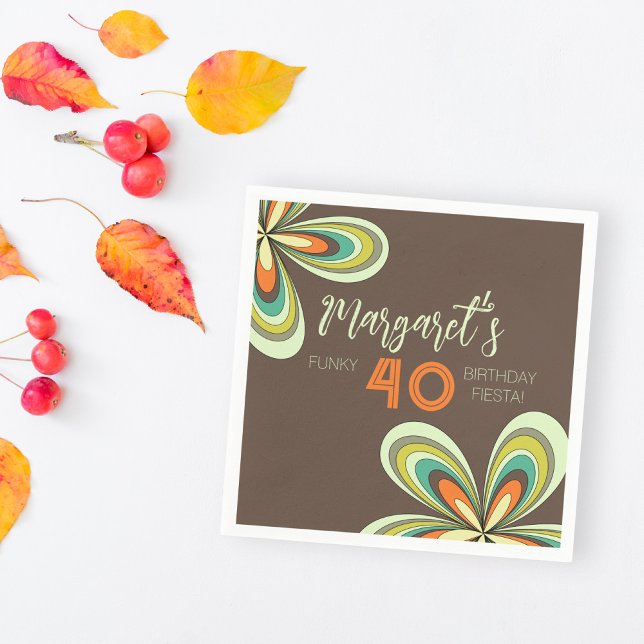 Groovy 40th Birthday Party 70s Hippie Flower  Napkin (Creator Uploaded)