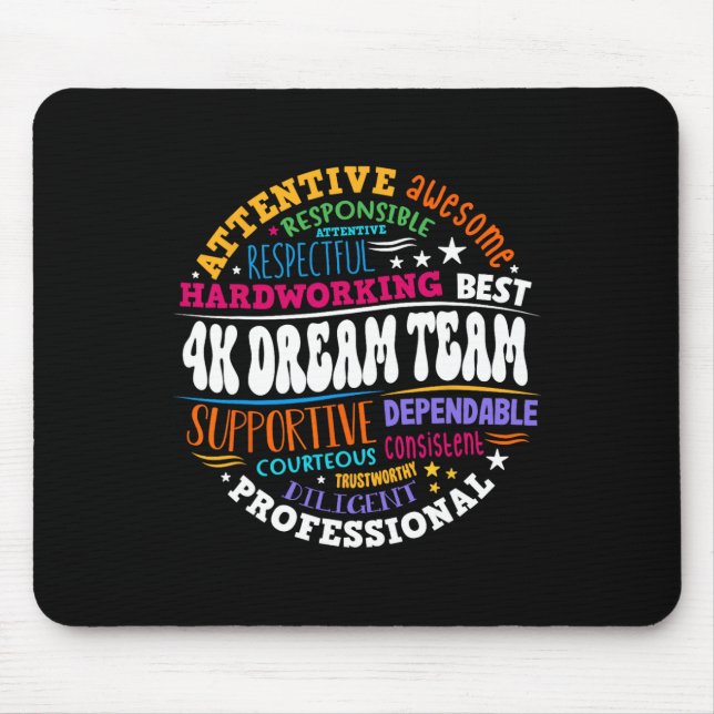 Groovy 4k Dream Team Teacher Kindergarten Kinder E Mouse Mat (Front)