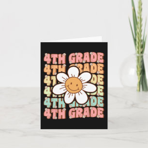 Groovy 4th Grade Back To School First Day of Fourt Card