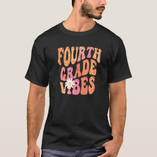 Groovy 4th GRADE VIBES Fall Autumn School Teacher T-Shirt