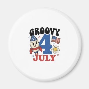 Groovy 4th of July Rocket Patriotic Shirt Design_1 Magnet